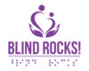 Blind Rocks! logo with two hand holding two people Blind Rocks! written below