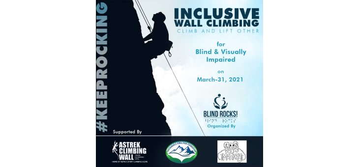 Flyer design poster of inclusive wall climbing program.